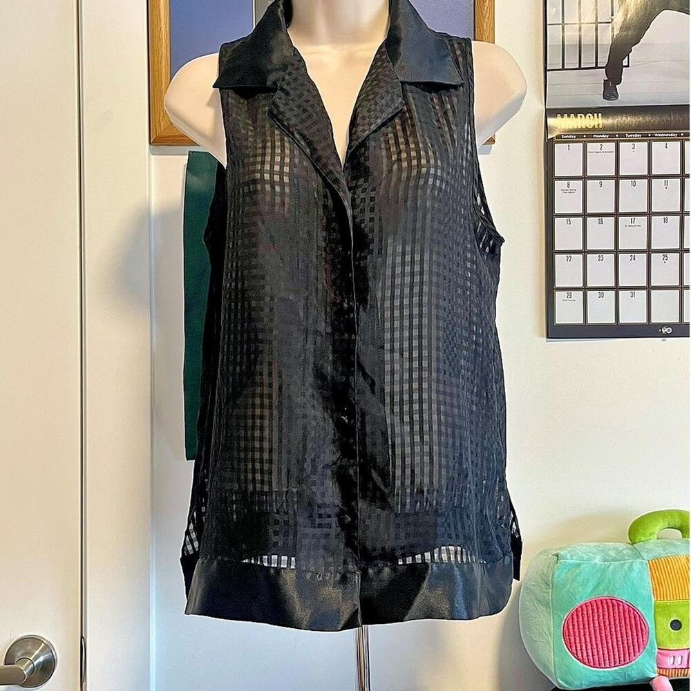 Nordstrom black sheer plaid button